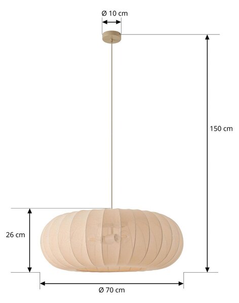 Lampa wisząca Helin Lindby, możliwość ściemniania, kremowy / amber, salon / jadalnia, tkanina / materiał / jedwab, skandynawski