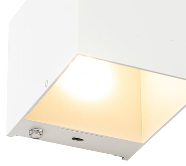 Lampa ścienna biała z wbudowanym LED i dotykowym ściemniaczem, ładowana - Joris