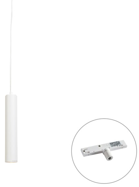 Designerska lampa wisząca biała z adapterem szynowym 1-fazowym - Slimline Tuba Small