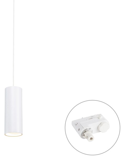 Designerska lampa wisząca biała z adapterem szynowym 3-fazowym - 3-Phase Tubo