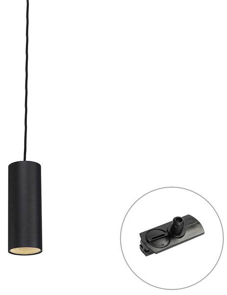 Designerska lampa wisząca czarna z adapterem szynowym 1-fazowym - Iconic Tubo