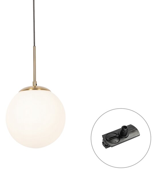 Lampa wisząca w stylu Art Deco złota z opalowym szkłem z adapterem szynowym czarnym 1-fazowa - Iconic Flore