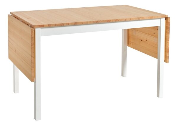 Rozkładany stół sosnowy z białą konstrukcją loomi.design Brisbane, 120(200)x70 cm