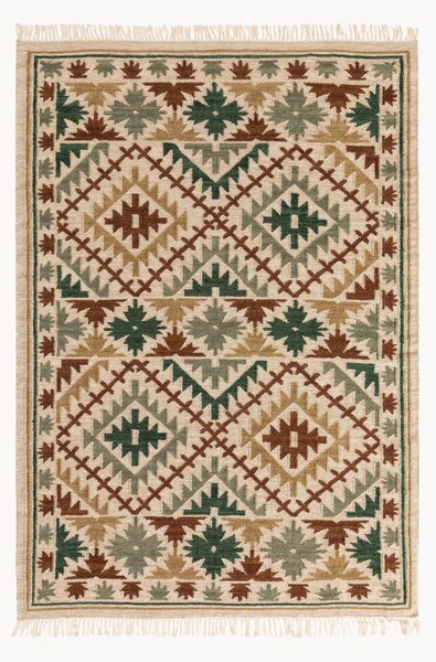Ręcznie tkany dywan kilim z frędzlami Zohra