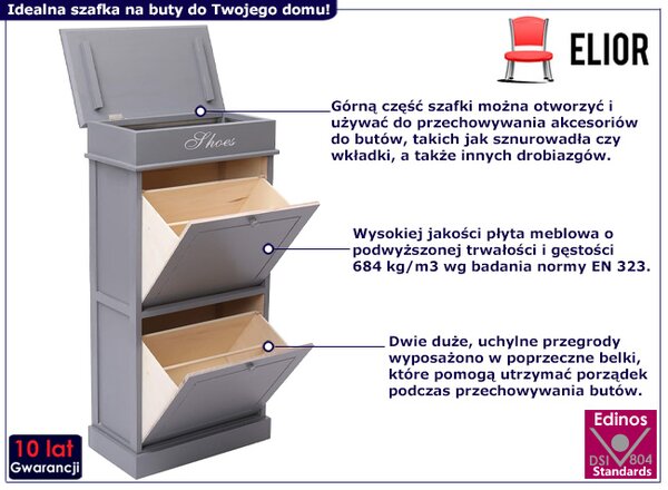 Szara klasyczna szafka na buty M1-W82