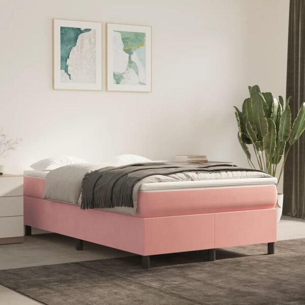 Rama łóżka, różowa, 120 x 200 cm, tapicerowana aksamitem