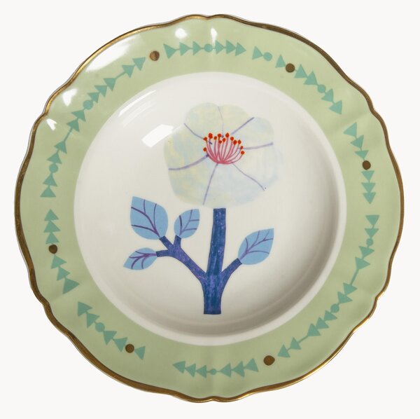Ręcznie wykonany talerz głęboki z porcelany Botanica