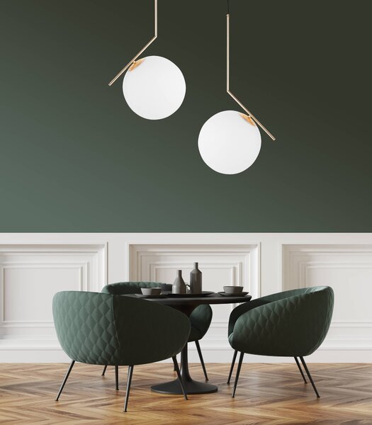 LAMPA WISZĄCA NOWOCZESNA ZŁOTA BIAŁA KULA SORENTO 30