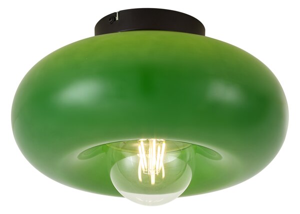 Lampa sufitowa retro czarna z zielonym szkłem 30cm - Glaze