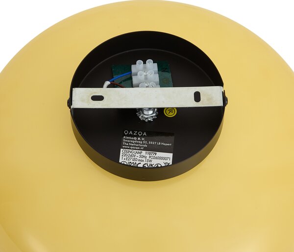 Lampa sufitowa retro czarna z żółtym szkłem 30cm - Glaze