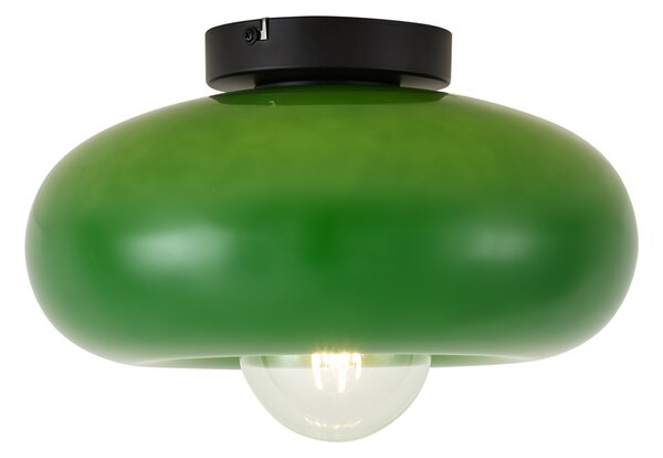 Lampa sufitowa retro czarna z zielonym szkłem 30cm - Glaze