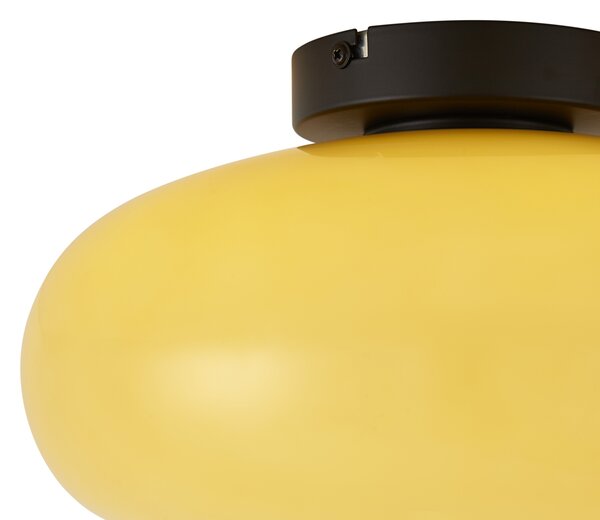 Lampa sufitowa retro czarna z żółtym szkłem 30cm - Glaze