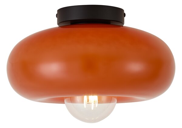 Retro Lampa Sufitowa Czarna z Pomarańczowym Szkłem 30cm - Glaze