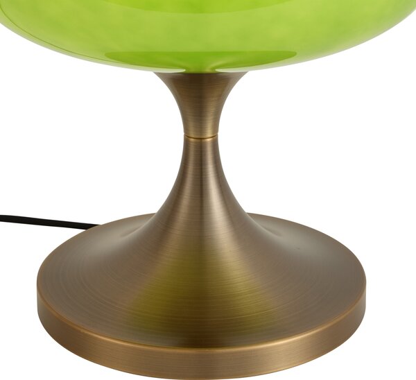 Lampa stołowa retro ciemny brąz z zielonym szklanym kloszem 31cm - Glaze