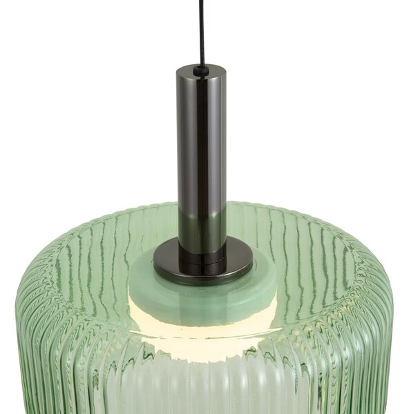 Designerska lampa wisząca Fiera, grafitowa, z zielonym szkłem, zintegrowanym LED, 3-stopniowo ściemnialna, 5-punktowa, z systemem Easylift