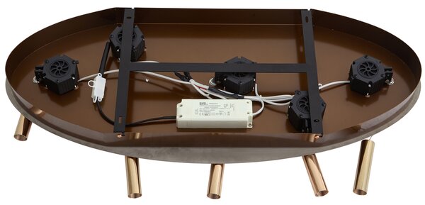 Designerska lampa wisząca Fiera, różowe złoto z bursztynowym szkłem, z LED, 3-stopniowe ściemnianie, 5-punktowa, Easylift