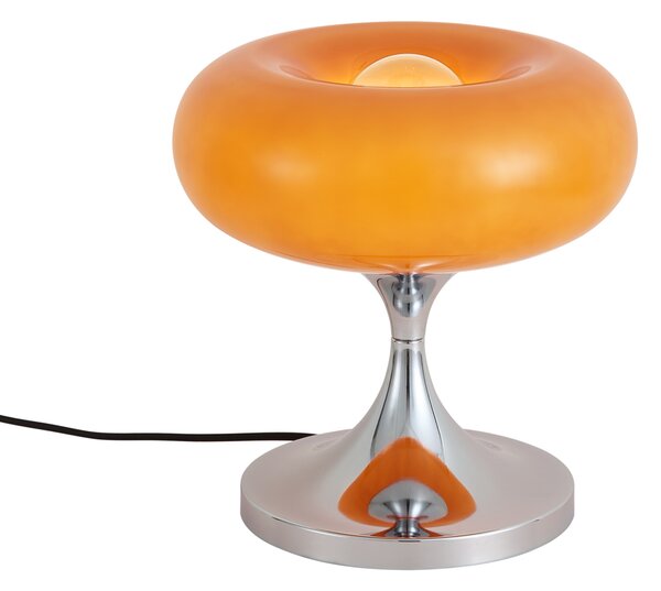 Lampa stołowa retro chromowana z pomarańczowym szklanym kloszem 31cm - Glaze