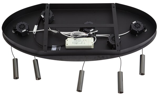 Designerska lampa wisząca Fiera, grafitowa, z zielonym szkłem, zintegrowanym LED, 3-stopniowo ściemnialna, 5-punktowa, z systemem Easylift
