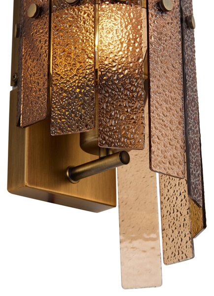 Designerska lampa ścienna ciemny brąz z bursztynowym szkłem - Versailles