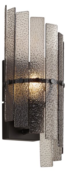 Designerska lampa ścienna czarna z przydymionym szkłem - Versailles