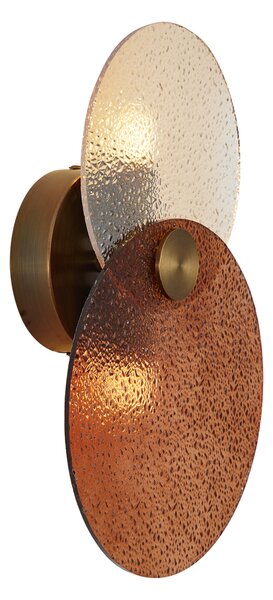 Lampa ścienna Art Deco ciemny brąz z bursztynowym szkłem 2-punktowa - Text