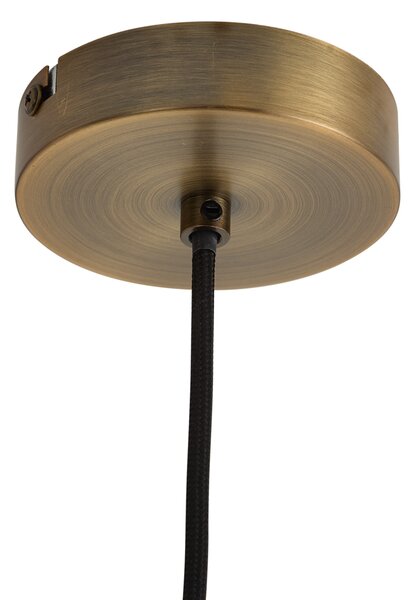 Lampa wisząca Art Deco brązowa z bursztynowym szkłem, liniowa, 8-punktowa - Text