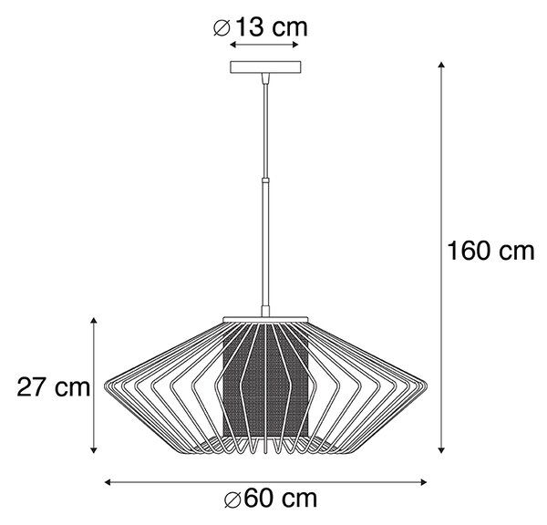 Designerska lampa wisząca czarna ze złotym 60cm - Dobrado Oswietlenie wewnetrzne