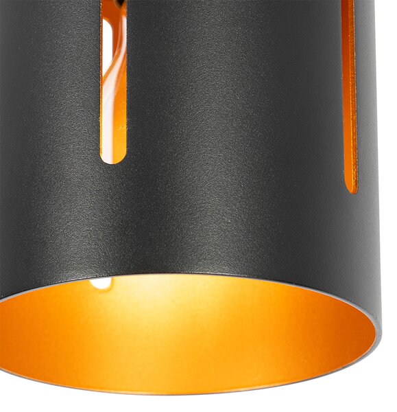 Designerska lampa sufitowa czarna ze złotym wnętrzem - Yana