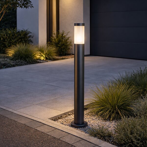 Nowoczesna lampa ogrodowa stojąca ciemnoszara z opalizującym szkłem 110 cm IP44 - Rox