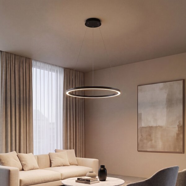 Lampa wisząca czarna 80 cm w komplecie z LED 3-stopniowo ściemnialna - Girello