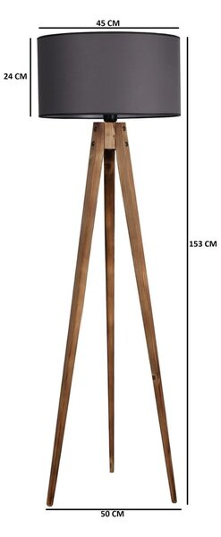 Czarna/w naturalnym kolorze lampa stojąca z tekstylnym kloszem (wysokość 153 cm) Tripod – Opviq lights