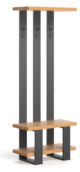 Wieszak industrialny Mount z litego drewna Olcha 70 cm