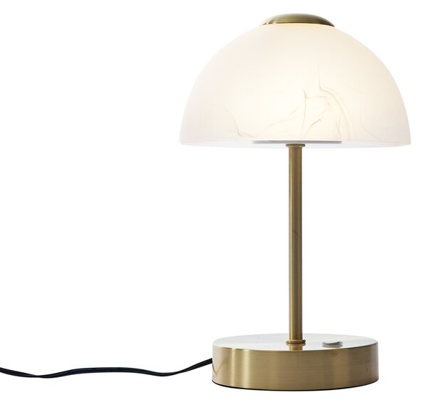Designerska lampa stołowa złota z opalowym szkłem z możliwością ściemniania LED - Joya
