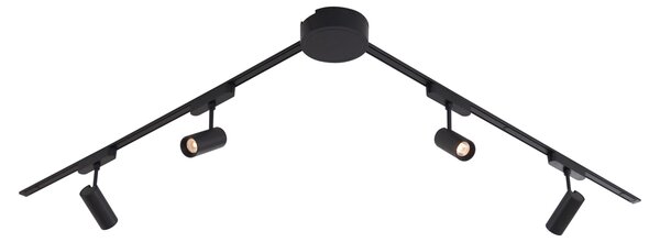 Nowoczesny system oświetlenia szynowego z 4 czarnymi reflektorami jednofazowymi 200 cm - Magnetic Gert