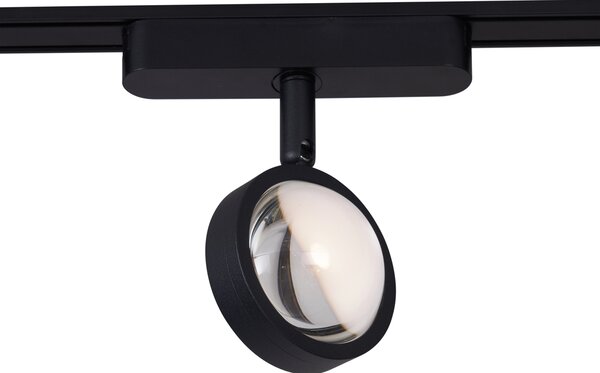 Nowoczesny system oświetlenia szynowego z 4 czarnymi reflektorami jednofazowymi - Magnetic Lance
