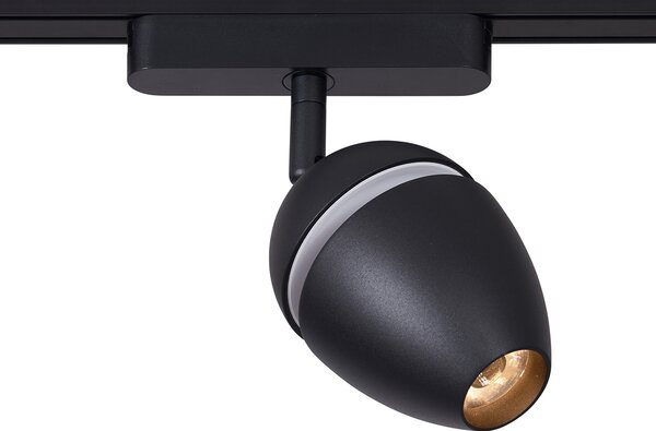 Nowoczesny system oświetlenia szynowego z 4 czarnymi reflektorami jednofazowymi - Magnetic Eggy