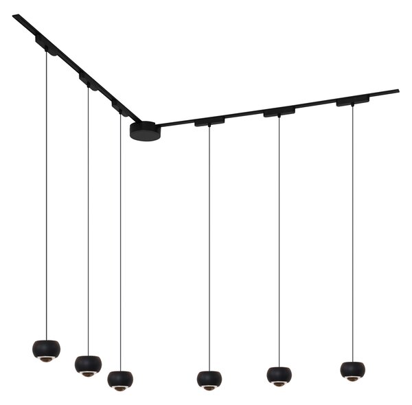 Nowoczesny system oświetlenia szynowego z 6 czarnymi lampami wiszącymi jednofazowymi - Magnetic Lance