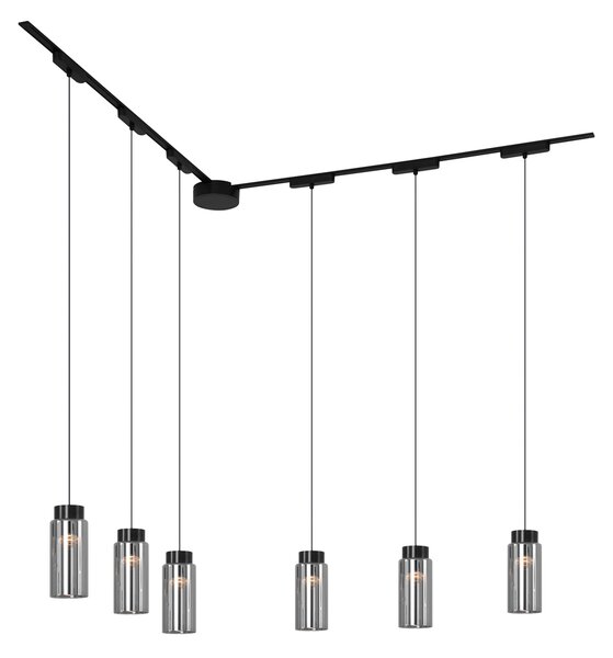 Nowoczesny system oświetlenia szynowego z 6 czarnymi lampami wiszącymi 1-fazowymi - Magnetic Vance