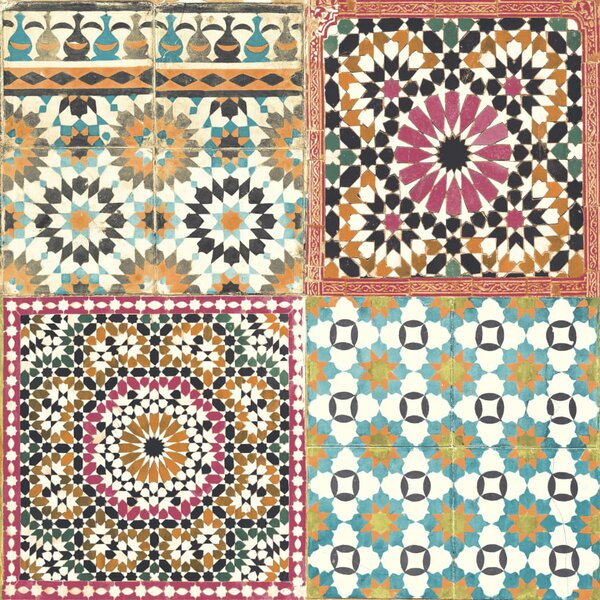 DUTCH WALLCOVERINGS Tapeta z motywem marokańskich płytek, kolorowa