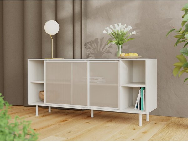 Szara metalowa komoda z drzwiami przesuwnymi 160x75x47 cm Veep – Unique Furniture
