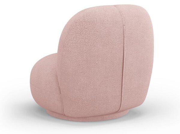 Jasnoróżowy fotel z materiału bouclé Chuck – Micadoni Home