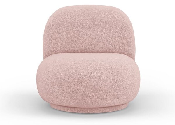 Jasnoróżowy fotel z materiału bouclé Chuck – Micadoni Home