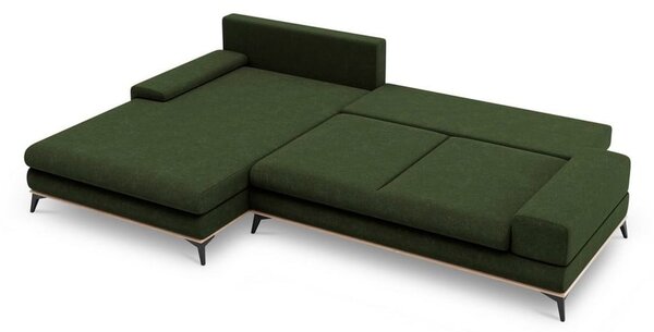 Butelkowozielony rozkładany narożnik Windsor & Co Sofas Planet, lewostronny