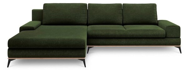 Butelkowozielony rozkładany narożnik Windsor & Co Sofas Planet, lewostronny