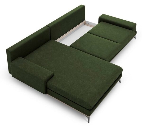Butelkowozielony rozkładany narożnik Windsor & Co Sofas Planet, lewostronny