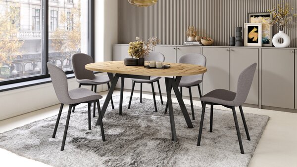 FIORA Jasnoszare Taupe (tkanina Basel 34) - NOWOCZESNE KRZESŁO TAPICEROWANE DO SALONU/JADALNI LOFT