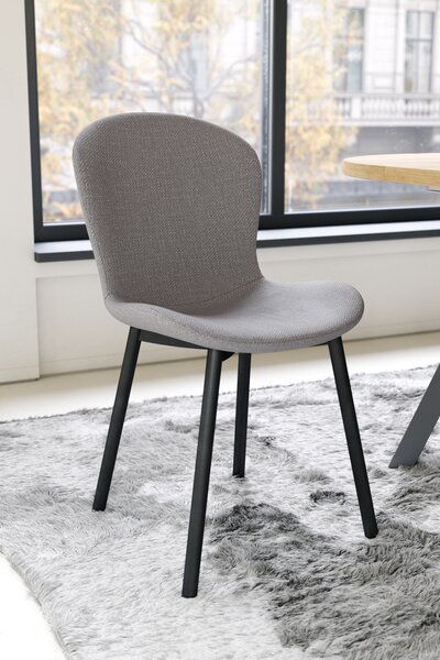 FIORA Jasnoszare Taupe (tkanina Basel 34) - NOWOCZESNE KRZESŁO TAPICEROWANE DO SALONU/JADALNI LOFT