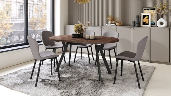 FIORA Jasnoszare Taupe (tkanina Basel 34) - NOWOCZESNE KRZESŁO TAPICEROWANE DO SALONU/JADALNI LOFT