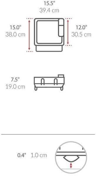 Ociekacz do naczyń Simplehuman Compact, stal,tworzywo sztuczne, FPP, czarny