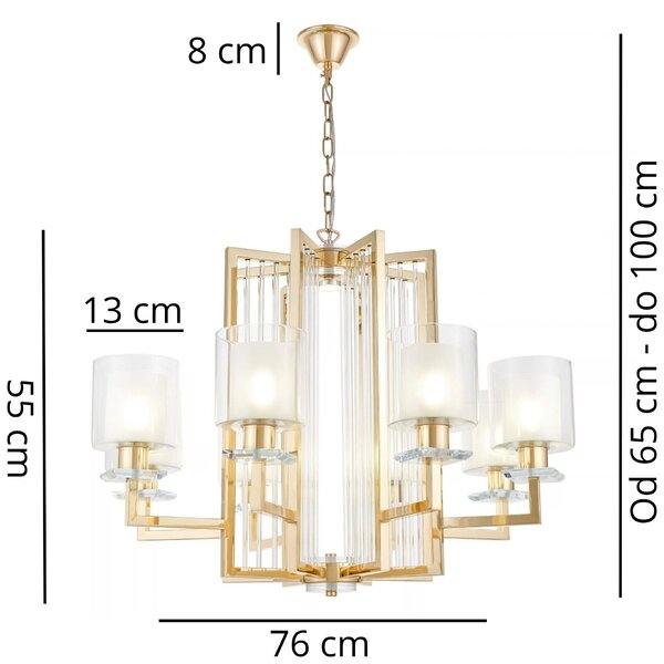 LAMPA WISZĄCA NOWOCZESNA ZŁOTA MANHATTAN W8